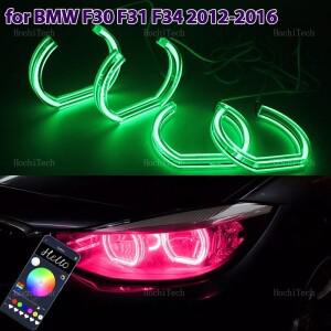 RGB 링 엔젤 아이즈 폰 앱 제어 원격 LED 튜닝 헤드라이트 링 BMW 호환 3 시리즈 F30 F31 F34 2012