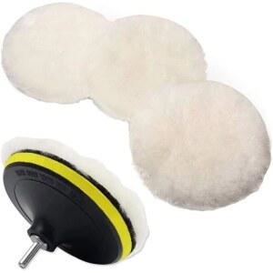 IPELY 6개 M14 드릴 어댑터가 장착된 드릴 버퍼 부착용 6인치 울 연마 패드 연마