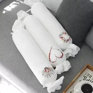 하얀색 캔디깔끔한쿠션 플라워 자수 레이스 인테리어 쿠션