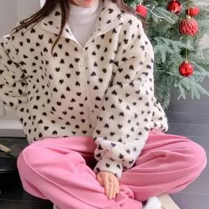 |CSJ6AEA|여성용 사랑스러운 하트 디자인 뽀글이 하이넥 겨울 양털 재킷