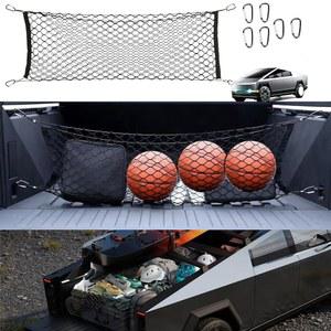 분할기 후크 버전)을 6 봉투 트렁크 가능한 2024 메시 정리망 액세서리 트럭 신축성 카고 침대 보관망 사이버트럭 조절 갖춘 넷 스타일(수직