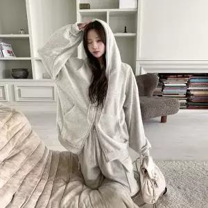 |KHD282F|여성용 루즈핏 후드 집업 카고 반바지 세트