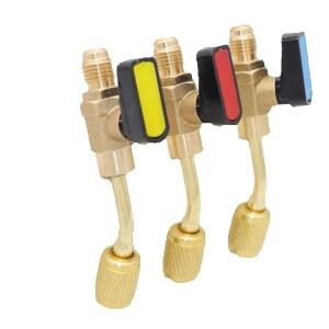 1Pcs 황동 냉매 볼 밸브 어댑터 남성여성 R22 차단 14 