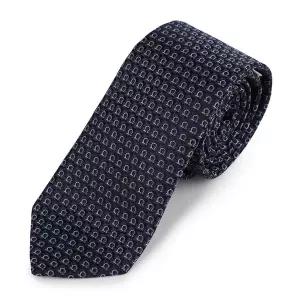 페라가모 간치니 자카드 실크 넥타이 35-1225 NAVY 778644