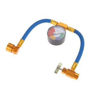 1pc 자동차 R134A AC 냉매 충전 호스 키트(1/2'' 자체 밀봉 밸브 캔 및 압력 게이지가 있는 충전 호스 포함