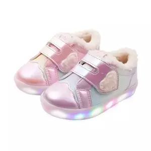 [풋풋]풋풋 하트라떼 퍼슈즈 LED 아동 털운동화