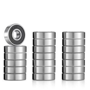 20팩 608-RS 볼 베어링 - 스케이트보드, 인라인 스케이트, 스쿠터, 롤러 블레이드 스케이트 및 롱 보드용 이중 고무 밀폐 미니어처 딥 홈 608rs 베어링(8mm x 22mm 7mm)