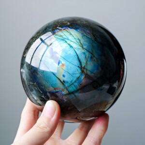 래브라도라이트 공 천연 광택 래브라도라이트 천연석 공 크리스탈 보석 광택 스톤 룸 장식