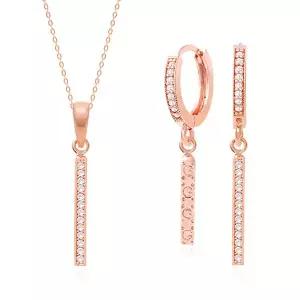 [메리그린]14K 로즈골드 언발 델루나 큐빅 SET (목걸이+귀걸이)