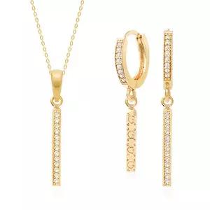 [메리그린]14K 골드 언발 델루나 큐빅 SET (목걸이+귀걸이)