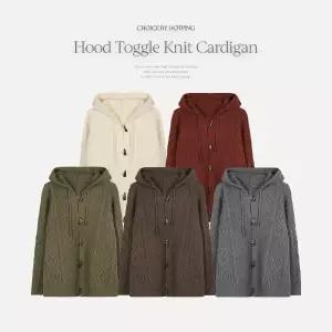 핫핑 [폭닥포근/5컬러] 달리크 꽈배기 후드 토글 니트가디건