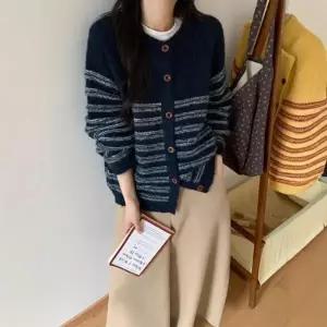 은창컬러풀 니팅 데일리 가디건 가을 겨울 봄 아우터 잠바 점퍼 여성 외투 루즈핏 무지 사무실 실내