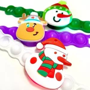 (색상 랜덤)반짝반짝 크리스마스 루돌프 눈사람 얼굴 푸쉬팝 푸시팝 LED 라이트 팔찌 밴드 1P 랜덤