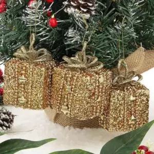 ( )크리스마스 선물상자 업소 어린이집 3p 성당 식당 교회 세트 오너먼트 트리 학원 유치원 카페 골드