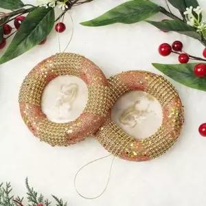 ( )원형액자 어린이집 트리 교회 크리스마스 성당 유치원 로즈골드 오너먼트 학원 2p 세트 업소 카페 식당