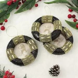 ( )카페 크리스마스 교회 어린이집 블랙골드 학원 식당 오너먼트 유치원 트리 원형액자 업소 세트 3p 성당