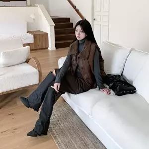 [옷자락]여성 코튼 코듀로이 핀턱 7부 버뮤다팬츠