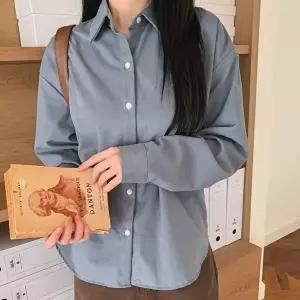 [신상오픈런]|KHH41EC|여성 기모 오버핏 클래식 컬러 셔츠