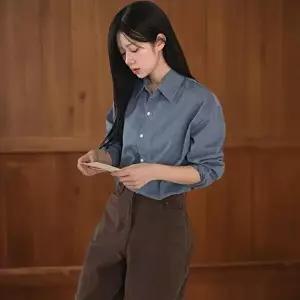 [신상오픈런]|KHH41EC|여성 오버핏 기모 남방 클래식 무지 피치 컬러