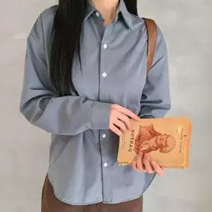 [옷자락]여성 피치 기모 클래식 무지 오버사이즈 셔츠