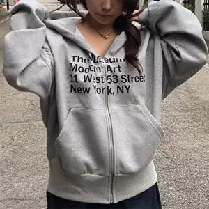 [옷자락]여자 Y2K 레터링 오버핏 캥거루 코튼 데일리 후드집업