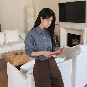 [옷자락]여성 피치 기모 클래식 무지 오버핏 컬러 남방