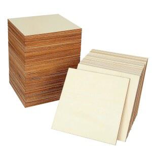 100피스 5x5인치 나무 사각형 미완성 배스우드 합판 시트 1/8인치 두꺼운 빈 공예용 스크래블 타일 미니 하우스 빌딩 나무판 건축 모델