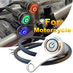 바이크 오토바이 래칭 푸시 버튼 스위치 핸들 바 마운트 ON OFF LED 조명 전기 자전거 스포트 라이트