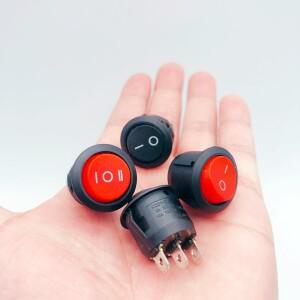 5PCS 라운드 블랙 KCD1 빨간색 3Pin SPST 3 위치 ON-OFF-ON 2 로커 보트 6A 220V 10A 125V LED 없음 20mm