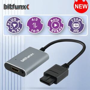 Bitfunx 720P HDMI 호환 어댑터 NTSC PAL N64 SNES SFC NGC 게임 콘솔 용 S-비디오 SV/AV HDTV 변환기 화면