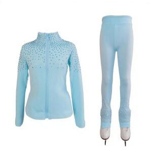 류후오 피겨 스케이팅 팬츠 재킷, 크리스탈이 달린 편안한 트레이닝복 코트 세트...