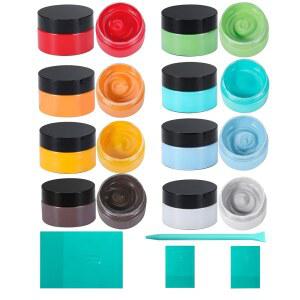 부루엔 8PCS 초크 페이스트, 미니 스퀴지 4개, 스크린 인쇄 잉크, 스텐실용 접착식 스텐실 페이스트 스타터 키트, 핸드메이드 DIY 홈 아트용 초크보드 페인트 50g/jar