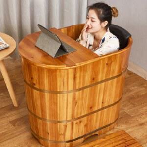 건식 반식욕기 1인용 사우나 가정용 목재 로그 반신욕기