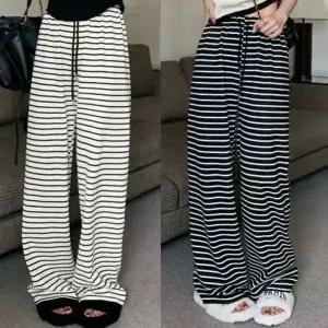 [하프클럽/]가로줄 허리 스트랩 하이웨스트 시즌릴랙스핏 트라우저