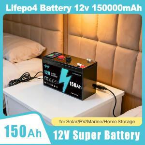 리튬 12V 150Ah LiFePO4 딥 4000+ 사이클 배터리 조명 파워 휠 태양광풍력 소형 UPS용 충전식