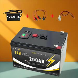 12V 200Ah 리튬 충전식 LiFePO4 배터리 태양광 발전 UPS 스쿠터용 딥 사이클 파워 휠 어군 탐지기 내장