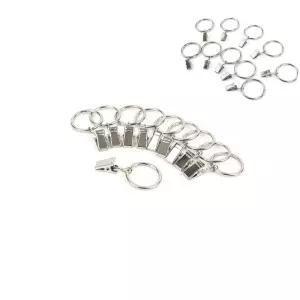 현대인몰 샤워 커튼 패브릭 고정용 은색 원형 링 집게 10개 생활잡화 설치간편