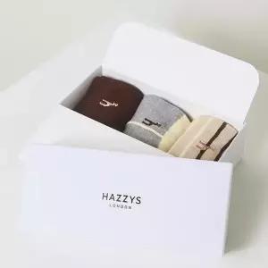 [헤지스](대구신세계)[HAZZYS ACC] 브라운 퍼피자수 면혼방 중목양말3종세트 HISS5E303W2