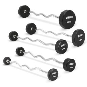 베스코 고정식 우레탄 일체형 일자바 컬바 이지바 EZ바 일자 바벨 세트 12각 고정컬바 10KG