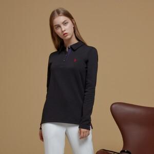 [하프클럽/USPA]USPA 화이트라벨 USA코튼 여성 기모 카라티셔츠(블랙)_CWP20-TS401BK