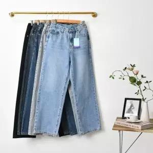 (S-2XL숏/기본/롱 3단 기장) 여성 와이드 통 청바지 키작녀 하이웨스트 8부 9부 진청 연