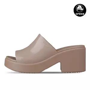 [크록스]여성 브루클린 샤인 웨지 힐 통굽 슬리퍼 샌들 라떼 209709-2Q9