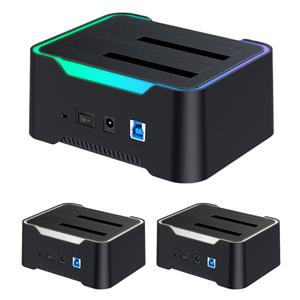 듀얼 베이 하드 드라이브 스테이션 USB 3.0 HDD 도킹 전원 어댑터 SSD 2.5 인치 3.5 SATA 하드디스크용 12V