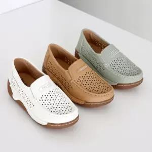 [제이시]제이시 5cm 소가죽 발편한 볼넓은 여름 펀칭로퍼 S115