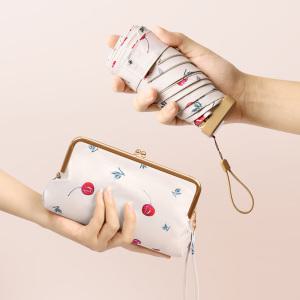 체리 - 지갑형 똑딱이 파우치 양우산 초경량 자외선차단 2in1 우산 / 양산 