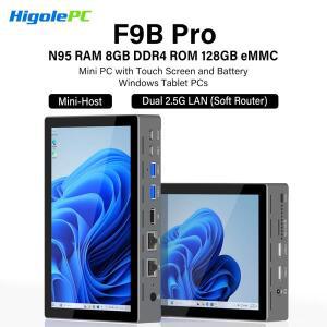 Higole F9B Pro 7'' Intel N95 미니 PC(화면 포함) Windows 11 WiFi5 8G 128G 5000mAh 듀얼 2.5G LAN 데스