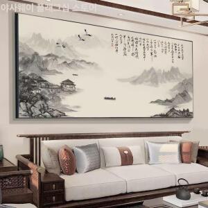 대형 동양화 그림액자 버는 그림 연꽃 수묵화 장식