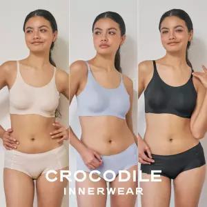 [크로커다일] 감탄브라 소프트핏 쉘론 스트랩 패드일체형 브라+팬티 6종세
