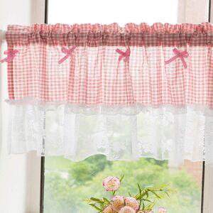 카페 커튼 체크 무늬 창문 하프 포켓 짧은 욕실용 격자 농가 주방 계층