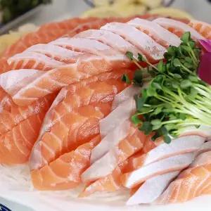 [노다지수산]가락시장 횟집 [연어회] 슬라이스/필렛 노르웨이 연어 연어회 + 6종양념